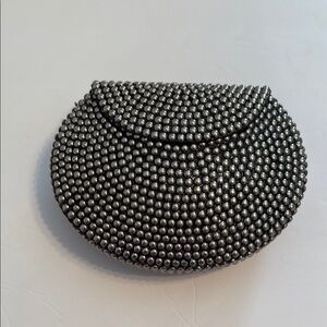 RAMLA Elegant Silver Beaded Clutch